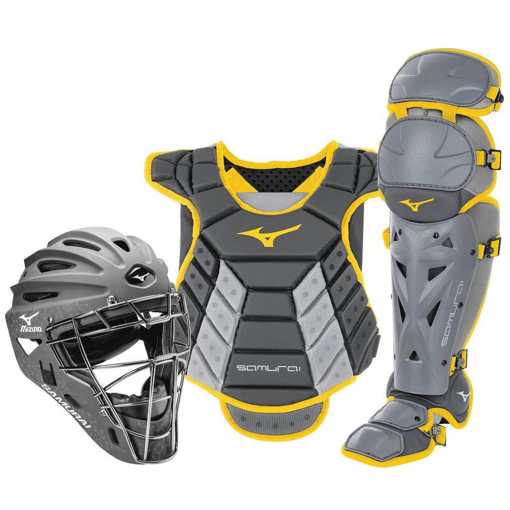 Womens Mizuno Samurai Boxed (13-14") Catchers Gear Set Grey/Yellow Philippines (EACNLK035)